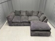 Grey L Shaped Cord Corner Sofa