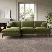 Green Velvet L Shaped Sofa 3